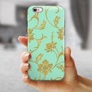 Mint and Gold Floral v3 iPhone 6/6s or 6/6s Plus 2-Piece Hybrid INK-Fuzed Case