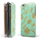 Mint and Gold Floral v3 iPhone 6/6s or 6/6s Plus 2-Piece Hybrid INK-Fuzed Case