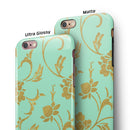 Mint and Gold Floral v3 iPhone 6/6s or 6/6s Plus 2-Piece Hybrid INK-Fuzed Case