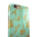Mint and Gold Floral v3 iPhone 6/6s or 6/6s Plus 2-Piece Hybrid INK-Fuzed Case