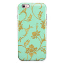 Mint and Gold Floral v3 iPhone 6/6s or 6/6s Plus 2-Piece Hybrid INK-Fuzed Case