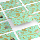 Mint and Gold Floral v3 - Premium Protective Decal Skin-Kit for the Apple Credit Card