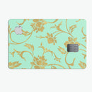 Mint and Gold Floral v3 - Premium Protective Decal Skin-Kit for the Apple Credit Card
