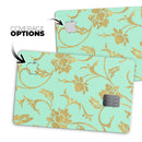 Mint and Gold Floral v3 - Premium Protective Decal Skin-Kit for the Apple Credit Card