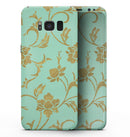 Mint and Gold Floral v3 - Samsung Galaxy S8 Full-Body Skin Kit