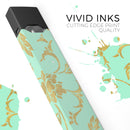 Mint and Gold Floral v3 - Premium Decal Protective Skin-Wrap Sticker compatible with the Juul Labs vaping device