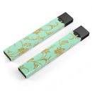 Mint and Gold Floral v3 - Premium Decal Protective Skin-Wrap Sticker compatible with the Juul Labs vaping device