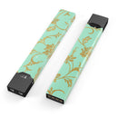 Mint and Gold Floral v3 - Premium Decal Protective Skin-Wrap Sticker compatible with the Juul Labs vaping device