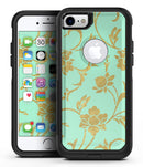 Mint and Gold Floral v3 - iPhone 7 or 8 OtterBox Case & Skin Kits