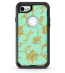 Mint and Gold Floral v3 - iPhone 7 or 8 OtterBox Case & Skin Kits