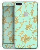 Mint and Gold Floral v3 - Skin-kit for the iPhone 8 or 8 Plus