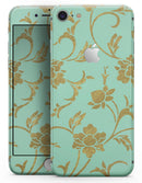 Mint and Gold Floral v3 - Skin-kit for the iPhone 8 or 8 Plus