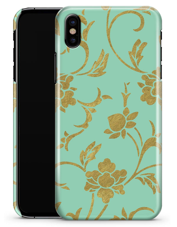 Mint and Gold Floral v3 - iPhone X Clipit Case