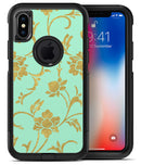Mint and Gold Floral v3 - iPhone X OtterBox Case & Skin Kits