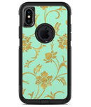 Mint and Gold Floral v3 - iPhone X OtterBox Case & Skin Kits
