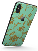 Mint and Gold Floral v3 - iPhone X Skin-Kit
