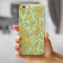 Mint and Gold Floral v4 iPhone 6/6s or 6/6s Plus 2-Piece Hybrid INK-Fuzed Case