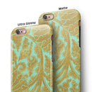 Mint and Gold Floral v4 iPhone 6/6s or 6/6s Plus 2-Piece Hybrid INK-Fuzed Case