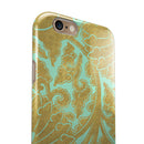Mint and Gold Floral v4 iPhone 6/6s or 6/6s Plus 2-Piece Hybrid INK-Fuzed Case