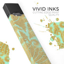 Mint and Gold Floral v4 - Premium Decal Protective Skin-Wrap Sticker compatible with the Juul Labs vaping device
