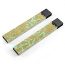 Mint and Gold Floral v4 - Premium Decal Protective Skin-Wrap Sticker compatible with the Juul Labs vaping device