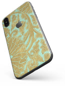 Mint and Gold Floral v4 - iPhone X Skin-Kit