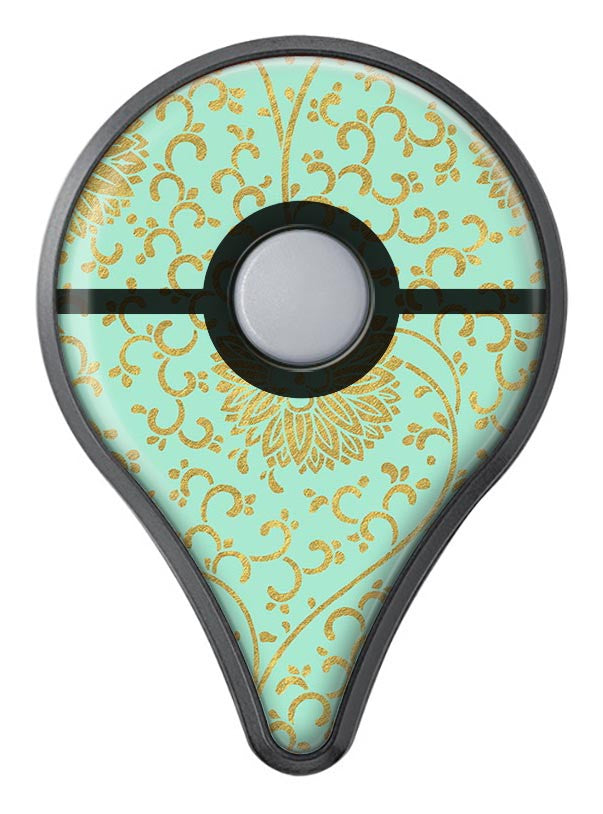 Mint and Gold Floral v5 Pokémon GO Plus Vinyl Protective Decal Skin Kit