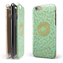 Mint and Gold Floral v5 iPhone 6/6s or 6/6s Plus 2-Piece Hybrid INK-Fuzed Case