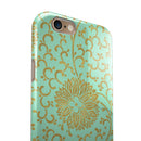 Mint and Gold Floral v5 iPhone 6/6s or 6/6s Plus 2-Piece Hybrid INK-Fuzed Case