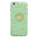 Mint and Gold Floral v5 iPhone 6/6s or 6/6s Plus 2-Piece Hybrid INK-Fuzed Case
