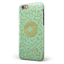 Mint and Gold Floral v5 iPhone 6/6s or 6/6s Plus 2-Piece Hybrid INK-Fuzed Case
