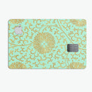 Mint and Gold Floral v5 - Premium Protective Decal Skin-Kit for the Apple Credit Card