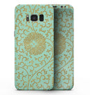 Mint and Gold Floral v5 - Samsung Galaxy S8 Full-Body Skin Kit