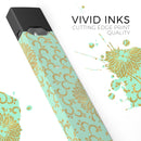 Mint and Gold Floral v5 - Premium Decal Protective Skin-Wrap Sticker compatible with the Juul Labs vaping device