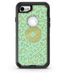 Mint and Gold Floral v5 - iPhone 7 or 8 OtterBox Case & Skin Kits