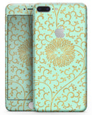 Mint and Gold Floral v5 - Skin-kit for the iPhone 8 or 8 Plus