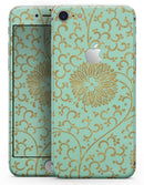 Mint and Gold Floral v5 - Skin-kit for the iPhone 8 or 8 Plus
