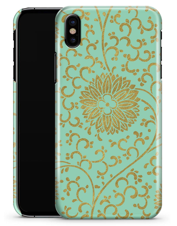 Mint and Gold Floral v5 - iPhone X Clipit Case