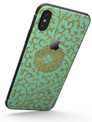 Mint and Gold Floral v5 - iPhone X Skin-Kit