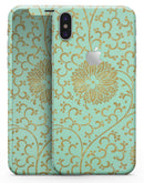 Mint and Gold Floral v5 - iPhone X Skin-Kit