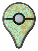 Mint and Gold Floral v6 Pokémon GO Plus Vinyl Protective Decal Skin Kit