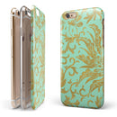 Mint and Gold Floral v6 iPhone 6/6s or 6/6s Plus 2-Piece Hybrid INK-Fuzed Case