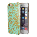 Mint and Gold Floral v6 iPhone 6/6s or 6/6s Plus 2-Piece Hybrid INK-Fuzed Case