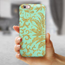 Mint and Gold Floral v6 iPhone 6/6s or 6/6s Plus 2-Piece Hybrid INK-Fuzed Case
