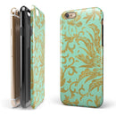 Mint and Gold Floral v6 iPhone 6/6s or 6/6s Plus 2-Piece Hybrid INK-Fuzed Case