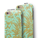 Mint and Gold Floral v6 iPhone 6/6s or 6/6s Plus 2-Piece Hybrid INK-Fuzed Case