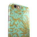 Mint and Gold Floral v6 iPhone 6/6s or 6/6s Plus 2-Piece Hybrid INK-Fuzed Case