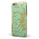 Mint and Gold Floral v6 iPhone 6/6s or 6/6s Plus 2-Piece Hybrid INK-Fuzed Case