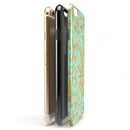 Mint and Gold Floral v6 iPhone 6/6s or 6/6s Plus 2-Piece Hybrid INK-Fuzed Case