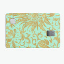 Mint and Gold Floral v6 - Premium Protective Decal Skin-Kit for the Apple Credit Card